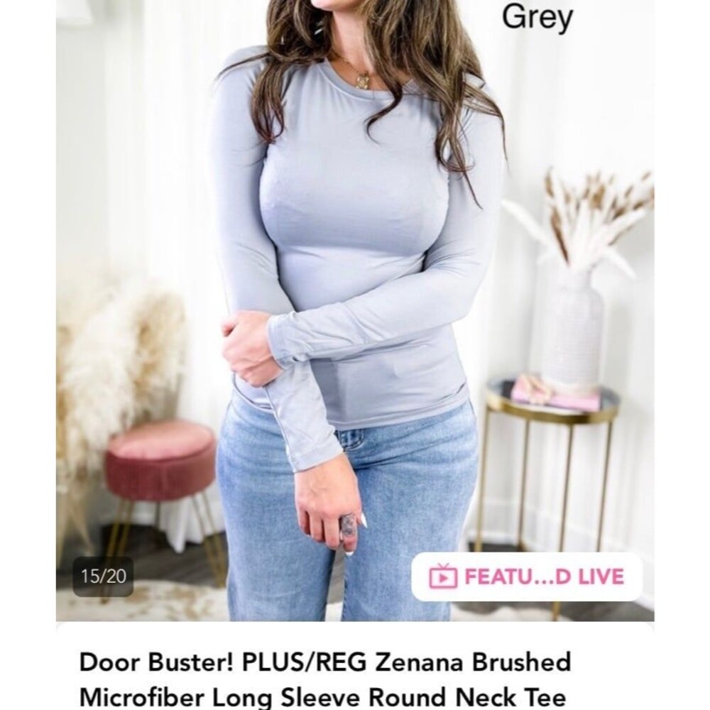Grey top Zenana top Zenana longsleeve basic tee NEW gray tshirt layering stretch